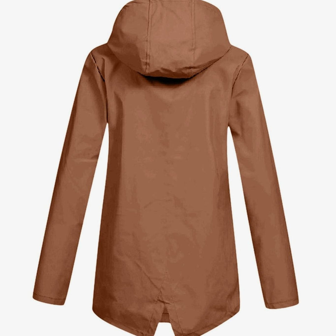 Women's Lightweight Water-Resistant Hooded Rain Jacket Zip-Up