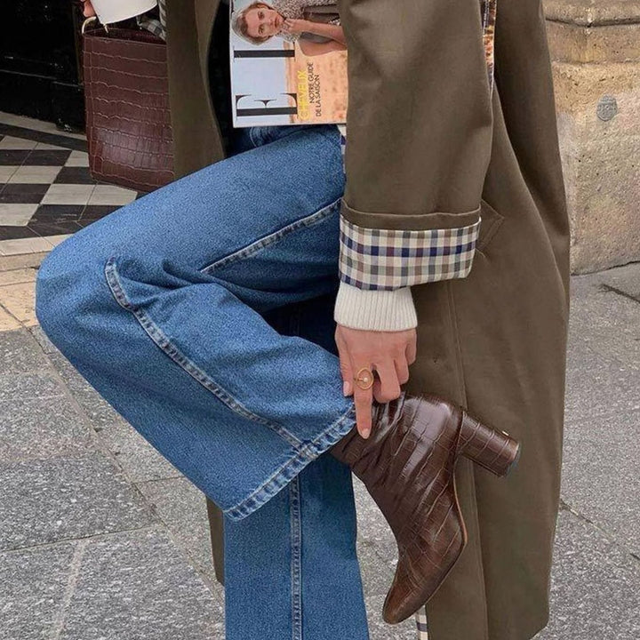 Women's Lightweight Waterproof Plaid-Lined Trench Coat