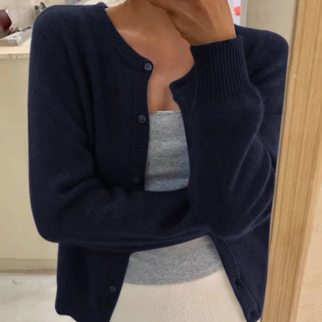 Women's Long Sleeve Relaxed-Fit Button Cardigan Sweater - Dark Blue