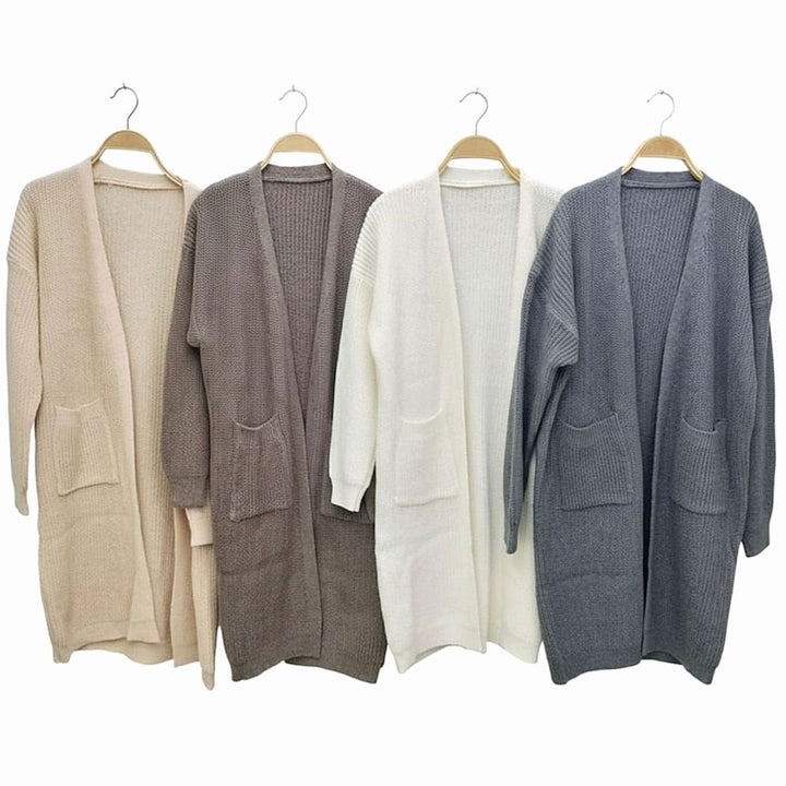 Women's Longline Open-Front Ribbed Knit Cardigan
