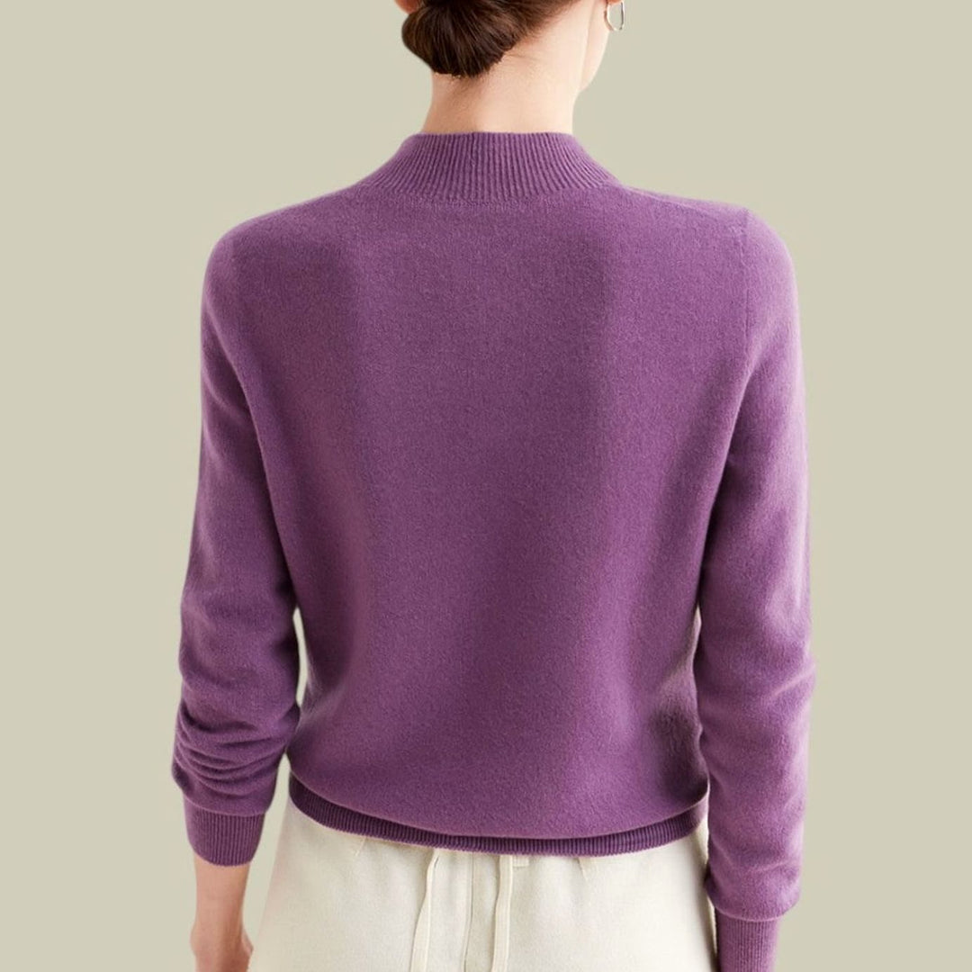 Women's Merino Wool Mock-Neck Slim-Fit Pullover Sweater