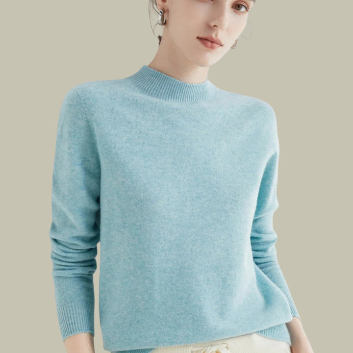 Women's Merino Wool Mock-Neck Slim-Fit Pullover Sweater