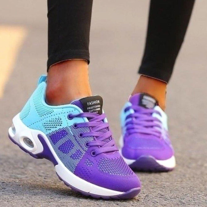 Women's Mesh Air-Cushion Lace-Up Athletic Running Shoes - Aqua