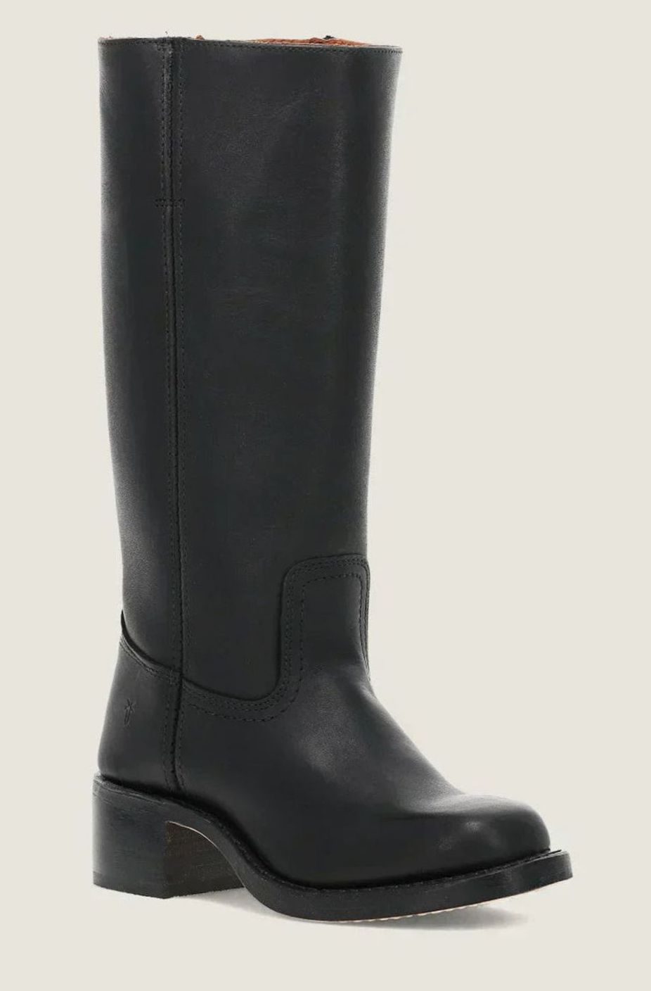 Women's Mid-Calf Leather Western Boots Stacked Block Heel
