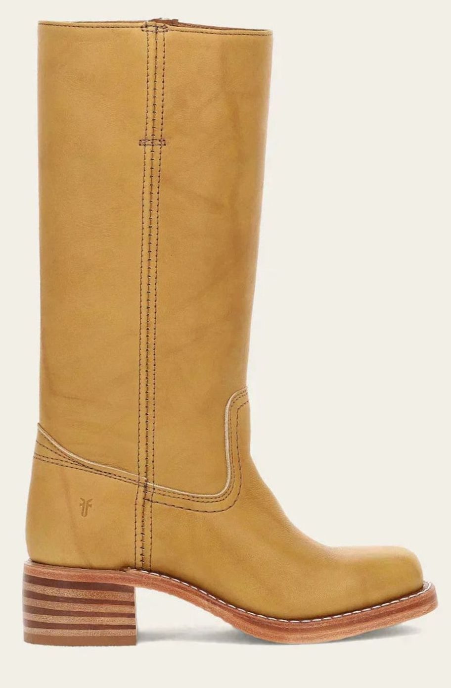 Women's Mid-Calf Leather Western Boots Stacked Block Heel