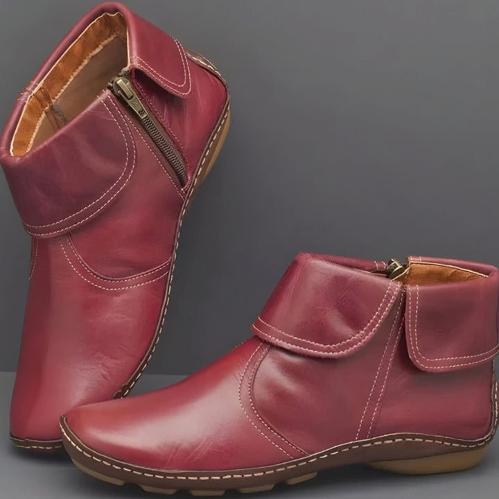 Women's Orthopedic Waterproof Side-Zip Ankle Winter Boots - Red