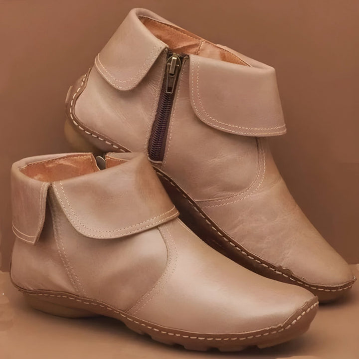 Women's Orthopedic Waterproof Side-Zip Ankle Winter Boots - Beige