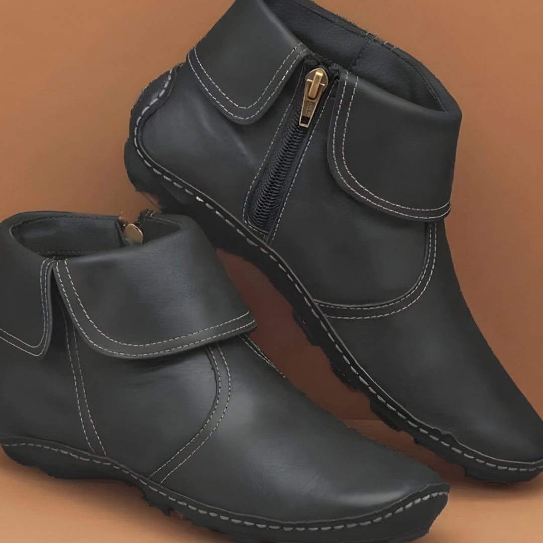 Women's Orthopedic Waterproof Side-Zip Ankle Winter Boots - Black