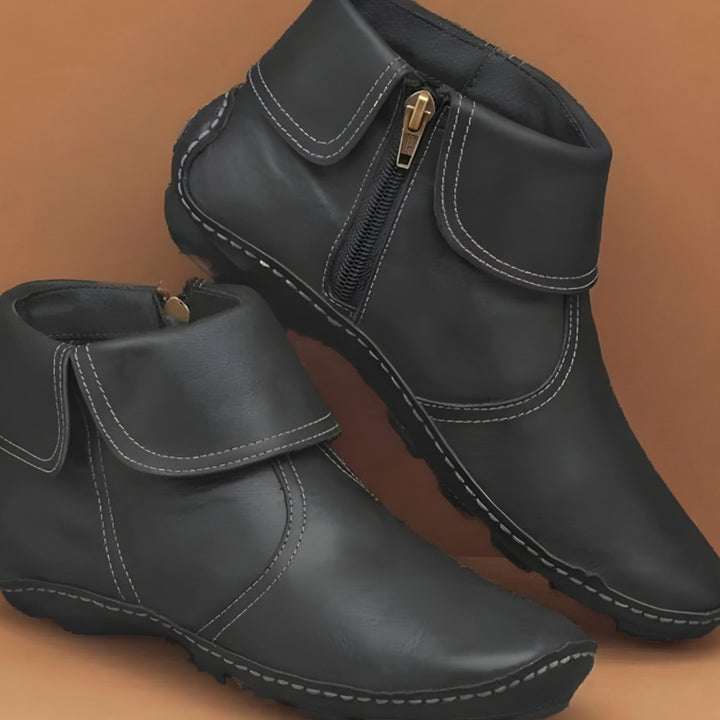 Women's Orthopedic Waterproof Side-Zip Ankle Winter Boots - Black