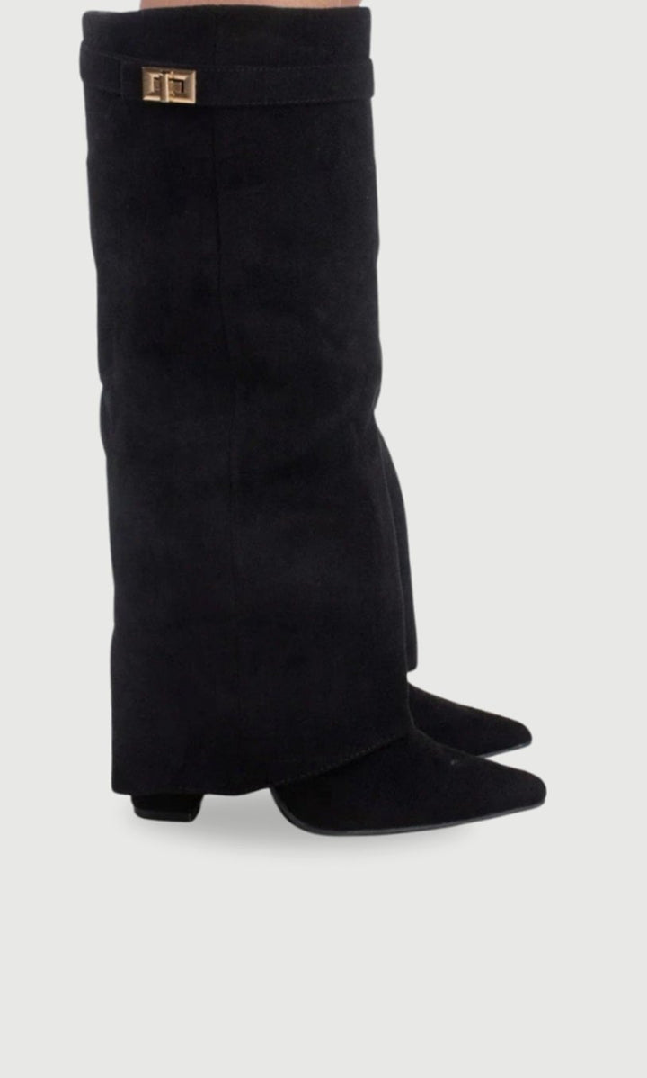 Women's Over-the-Knee Suede Pointed-Toe Buckle Boots
