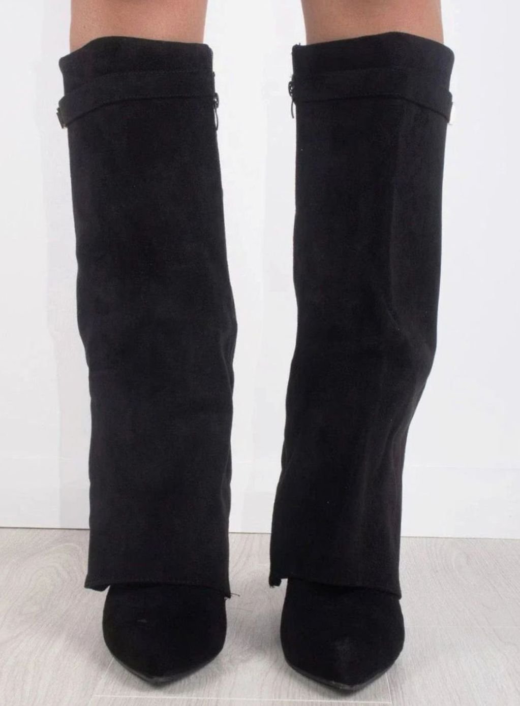 Women's Over-the-Knee Suede Pointed-Toe Buckle Boots