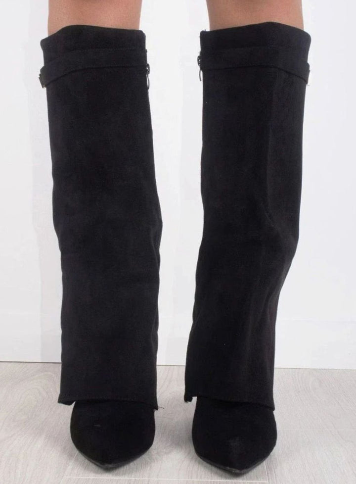 Women's Over-the-Knee Suede Pointed-Toe Buckle Boots