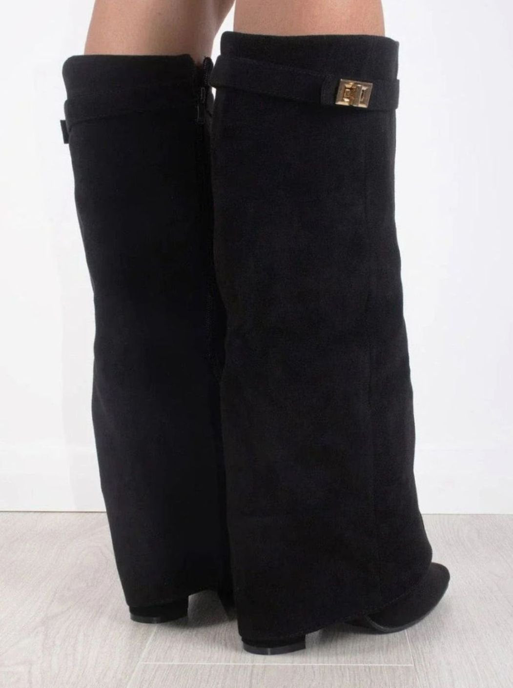 Women's Over-the-Knee Suede Pointed-Toe Buckle Boots