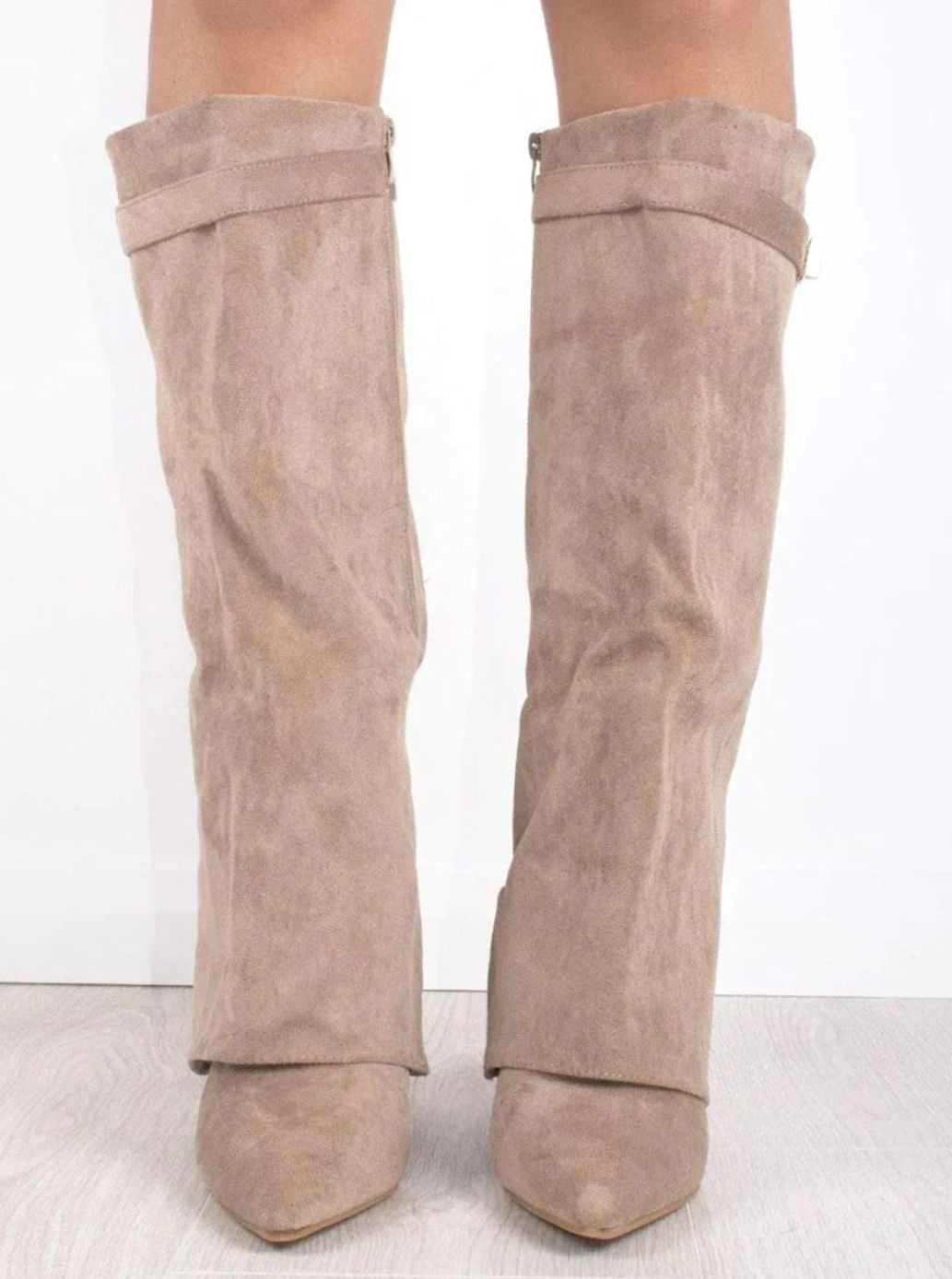 Women's Over-the-Knee Suede Pointed-Toe Buckle Boots