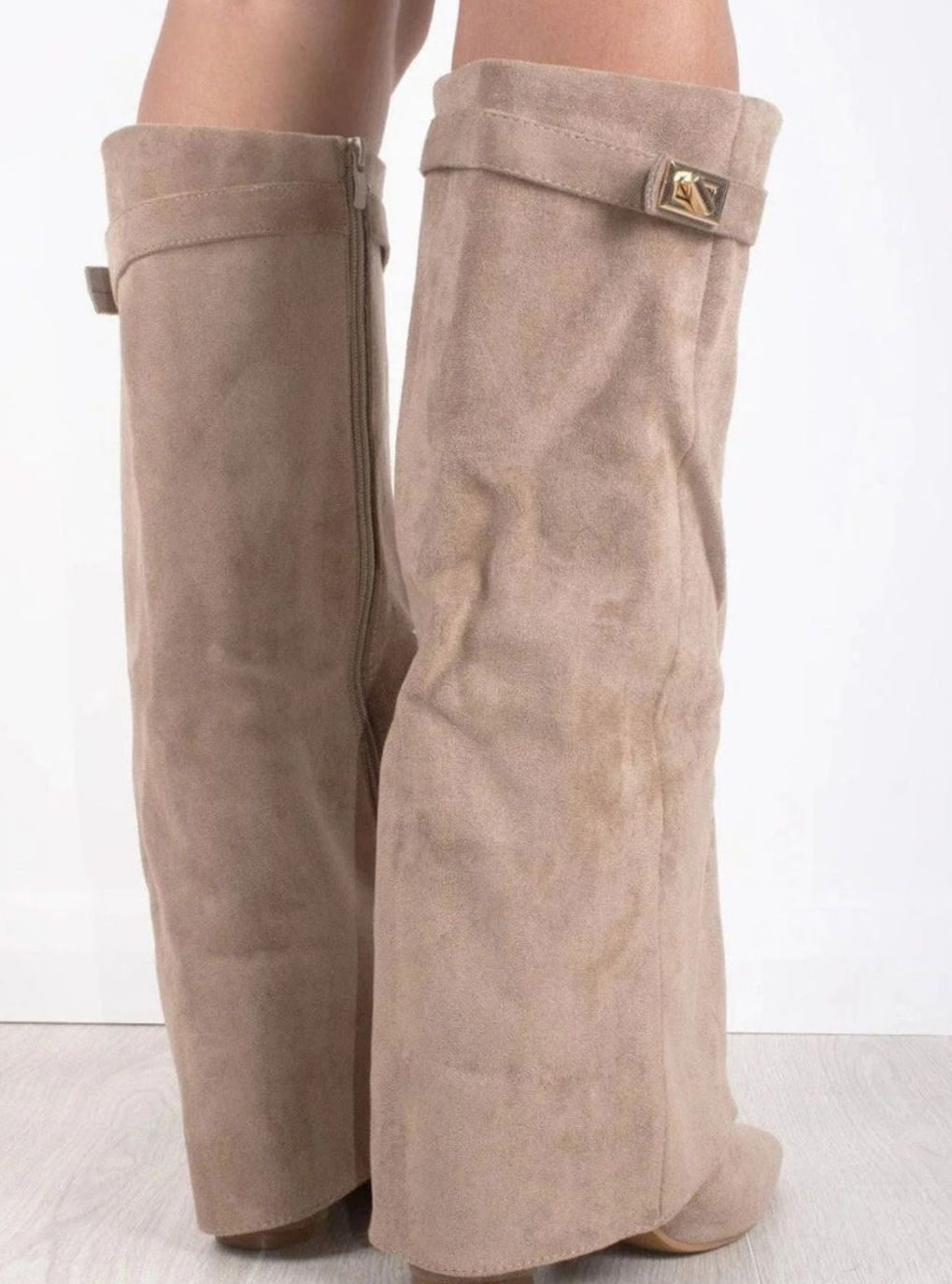 Women's Over-the-Knee Suede Pointed-Toe Buckle Boots