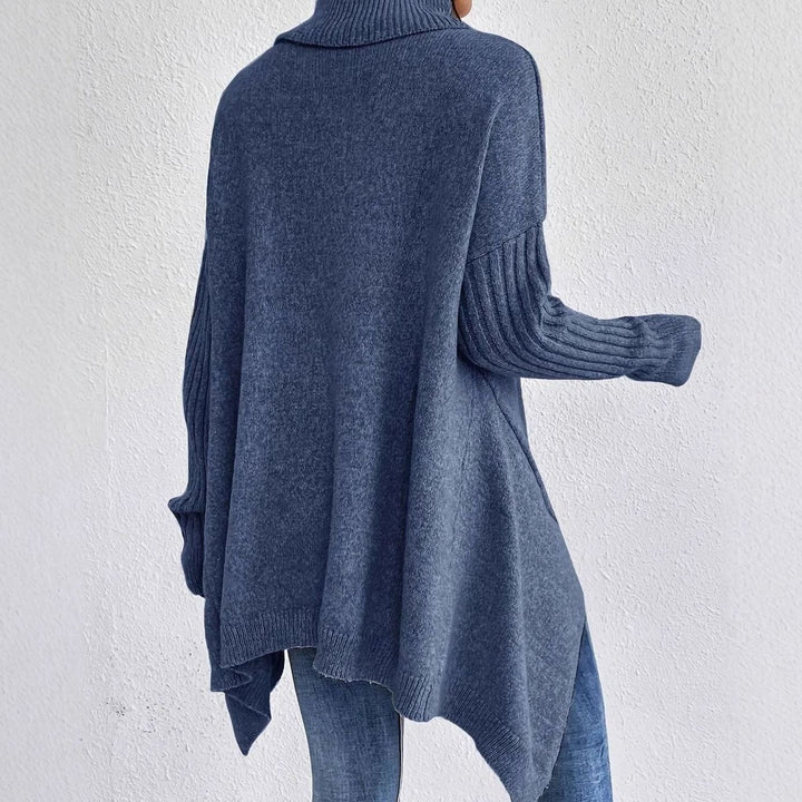 Women's Oversized Cashmere Turtleneck High-Low Hem Sweater