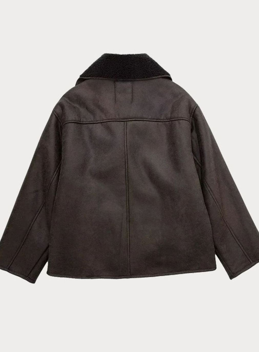 Women's Oversized Double-Breasted Shearling-Lined Suede Jacket