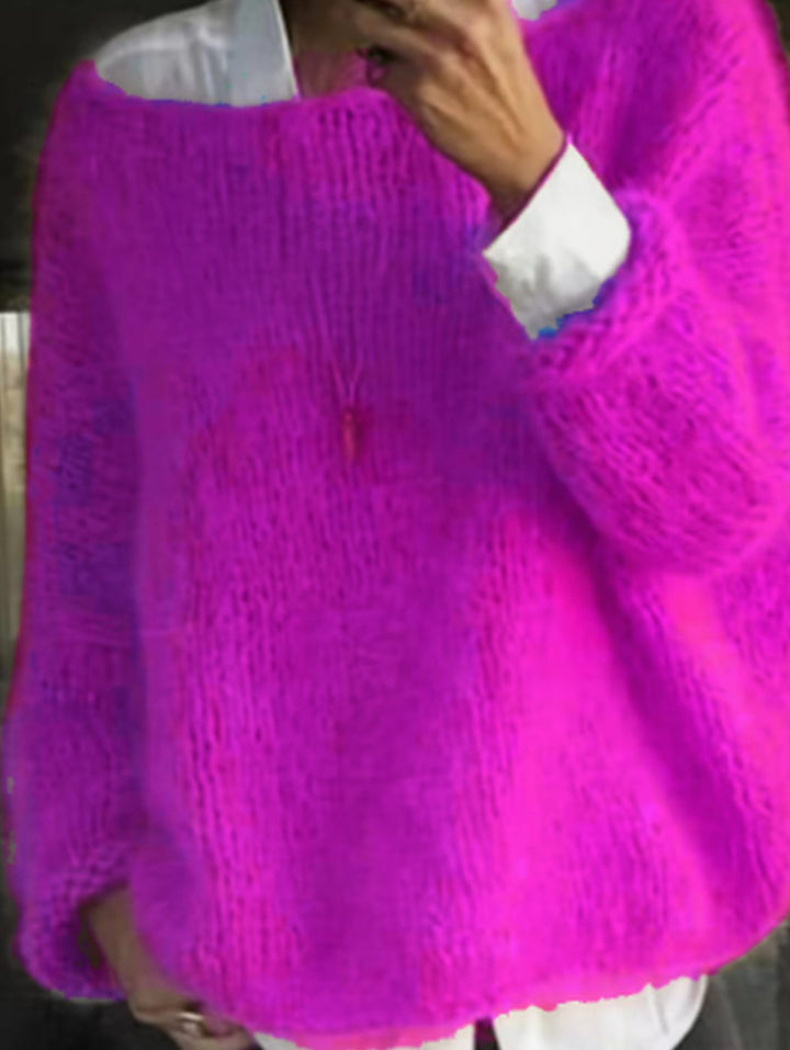 Women's Oversized Fuzzy Long Sleeve Knit Sweater
