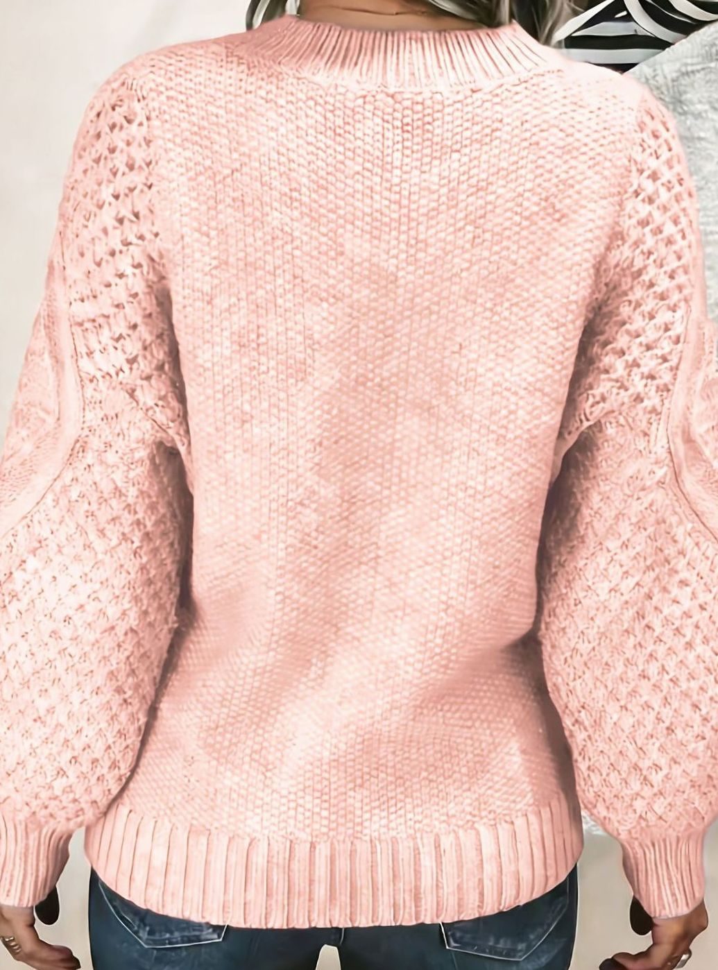 Women's Oversized Lantern-Sleeve Chunky Knit Sweater