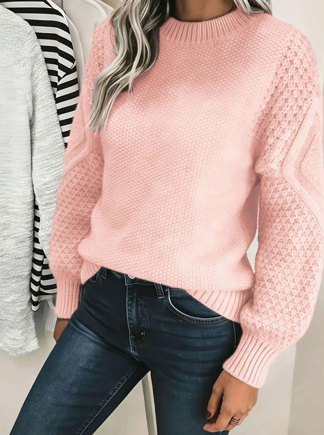 Women's Oversized Lantern-Sleeve Chunky Knit Sweater