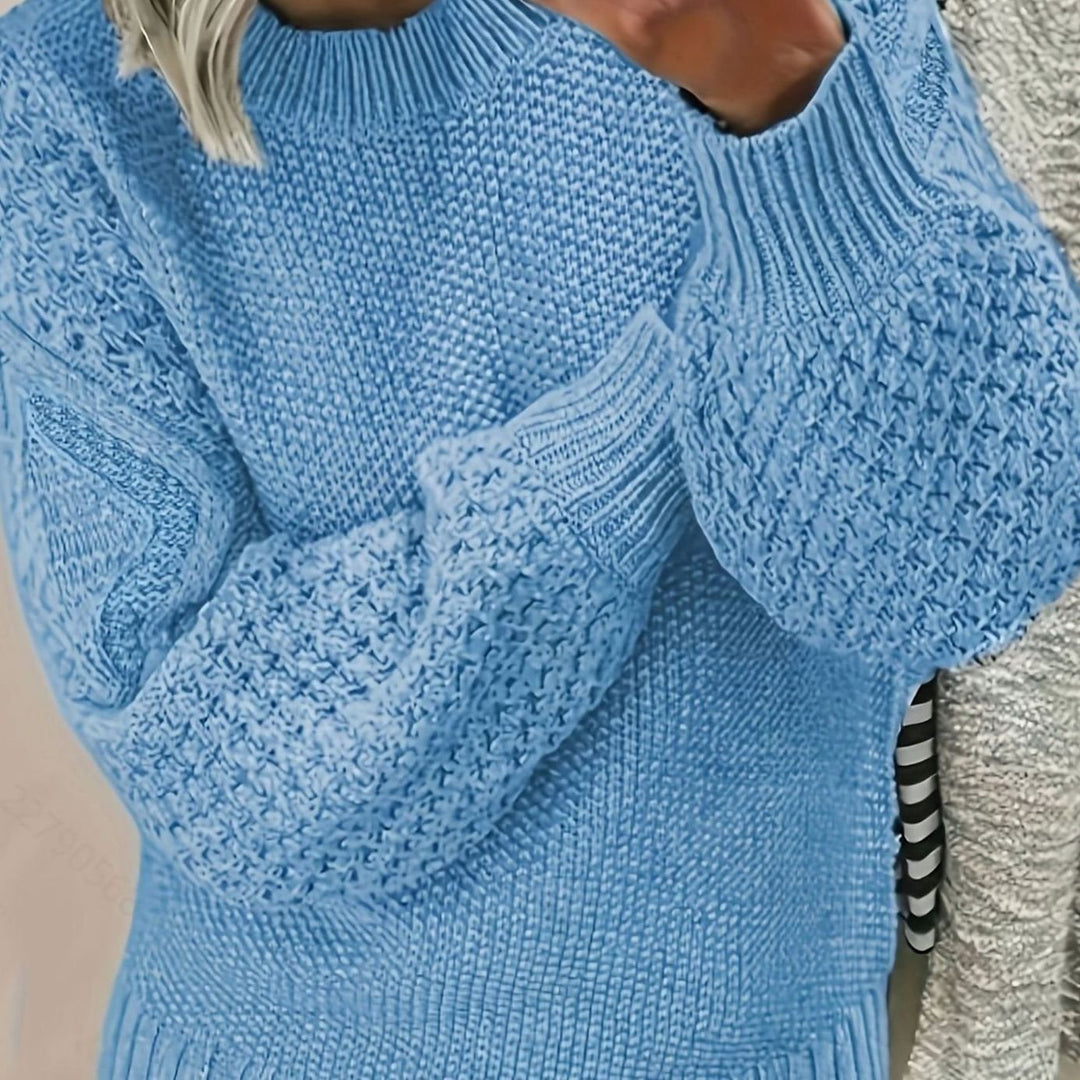 Women's Oversized Lantern-Sleeve Chunky Knit Sweater - Sky Blue
