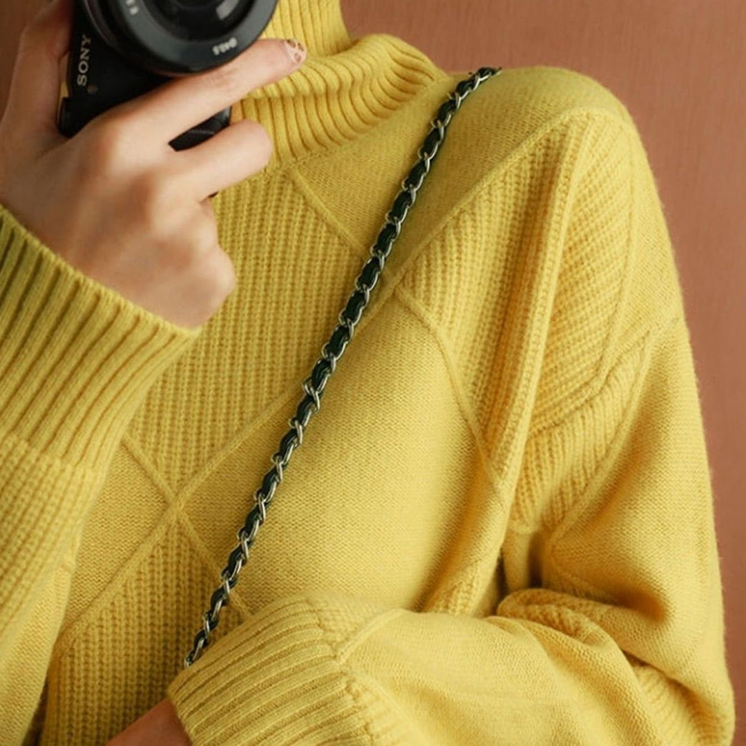Women's Oversized Mock-Neck Diamond-Texture Knit Sweater