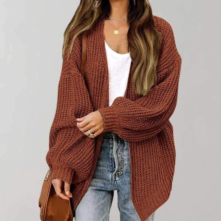 Women's Oversized Open Front Knit Cardigan Relaxed Fit Sweater - Coffee