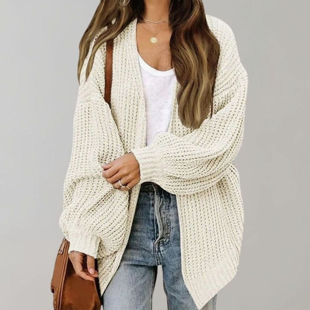 Women's Oversized Open Front Knit Cardigan Relaxed Fit Sweater - White
