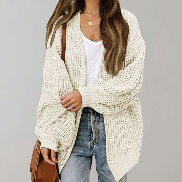 Women's Oversized Open Front Knit Cardigan Relaxed Fit Sweater - White