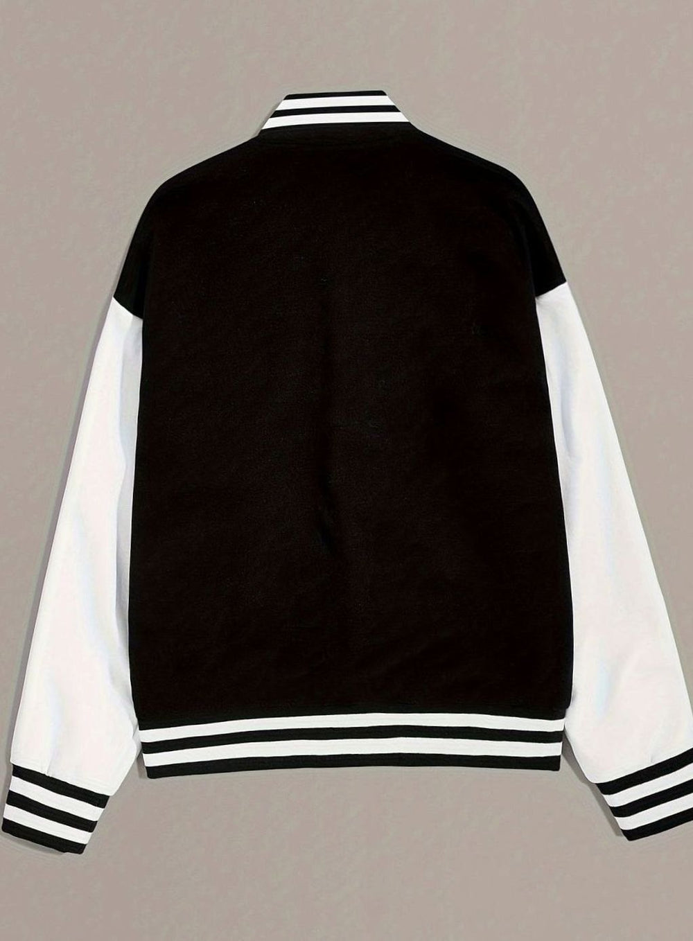 Women's Oversized Two-Tone Varsity Bomber Jacket Letter Patch