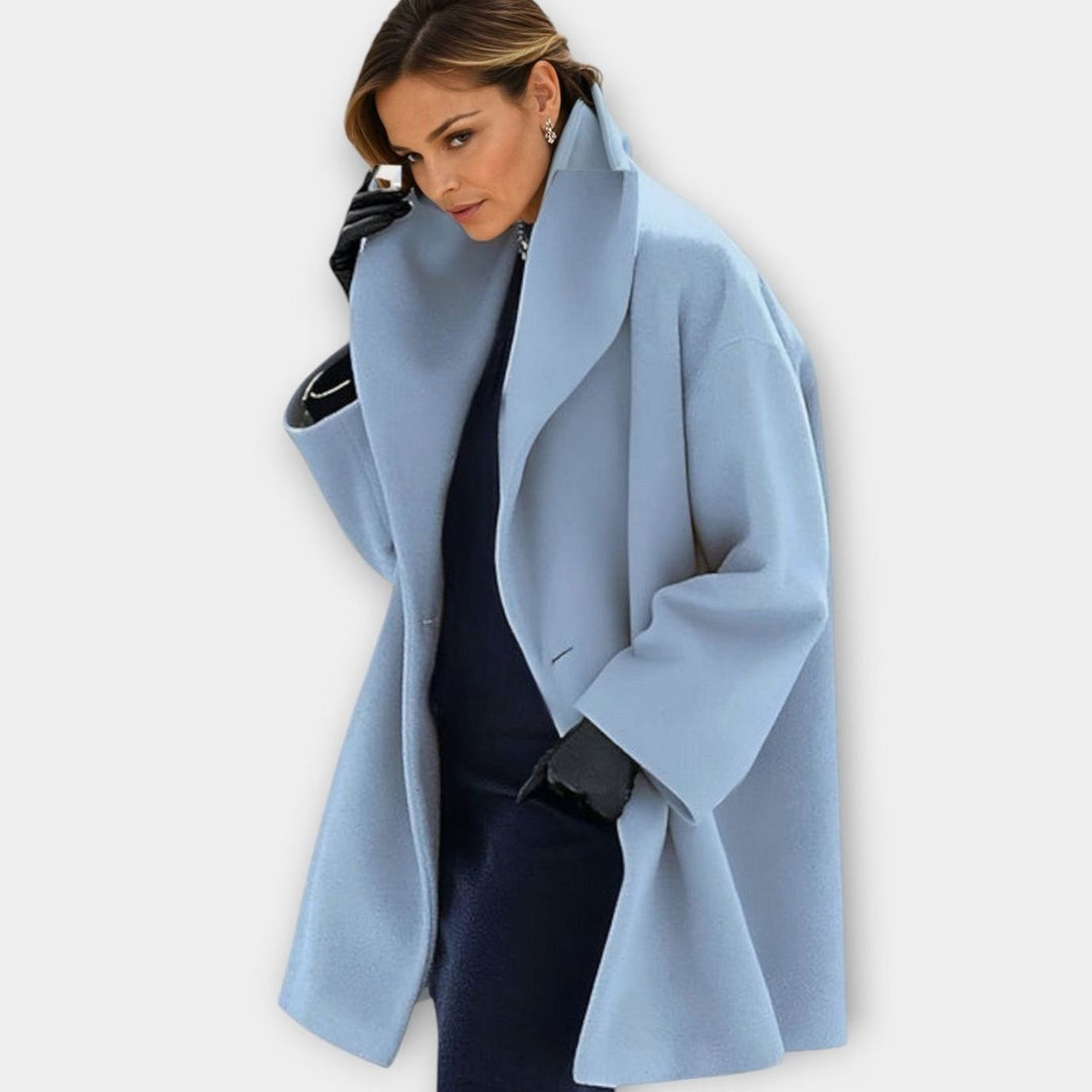 Women's Oversized Winter Coat Wide-Collar Longline Relaxed-Fit Coat - Blue
