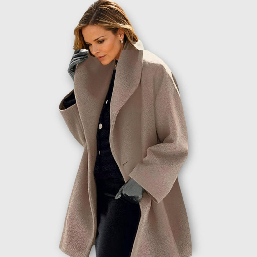 Women's Oversized Winter Coat Wide-Collar Longline Relaxed-Fit Coat - Khaki