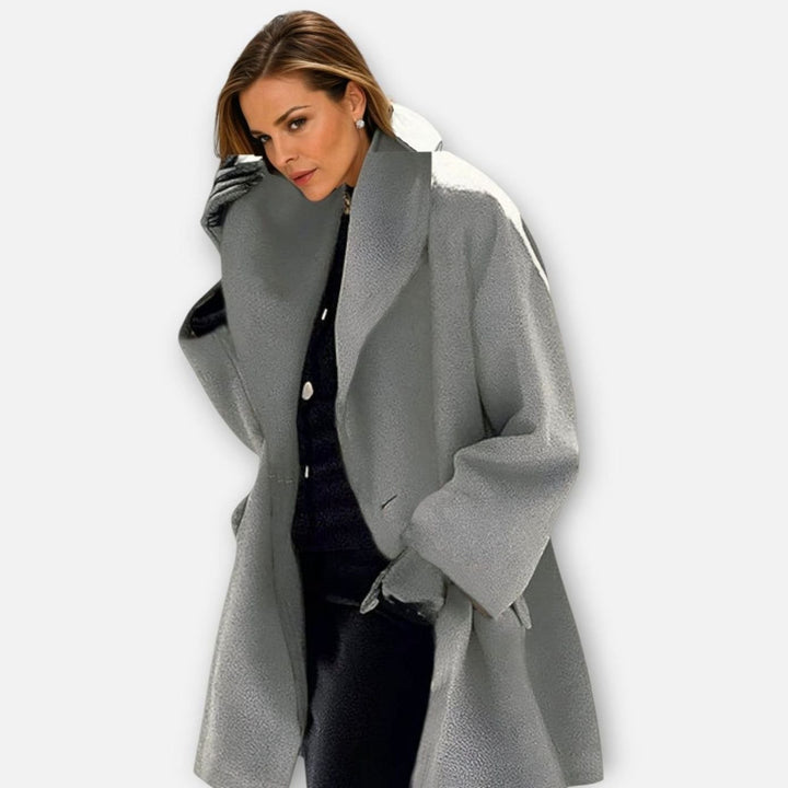 Women's Oversized Winter Coat Wide-Collar Longline Relaxed-Fit Coat - Gray