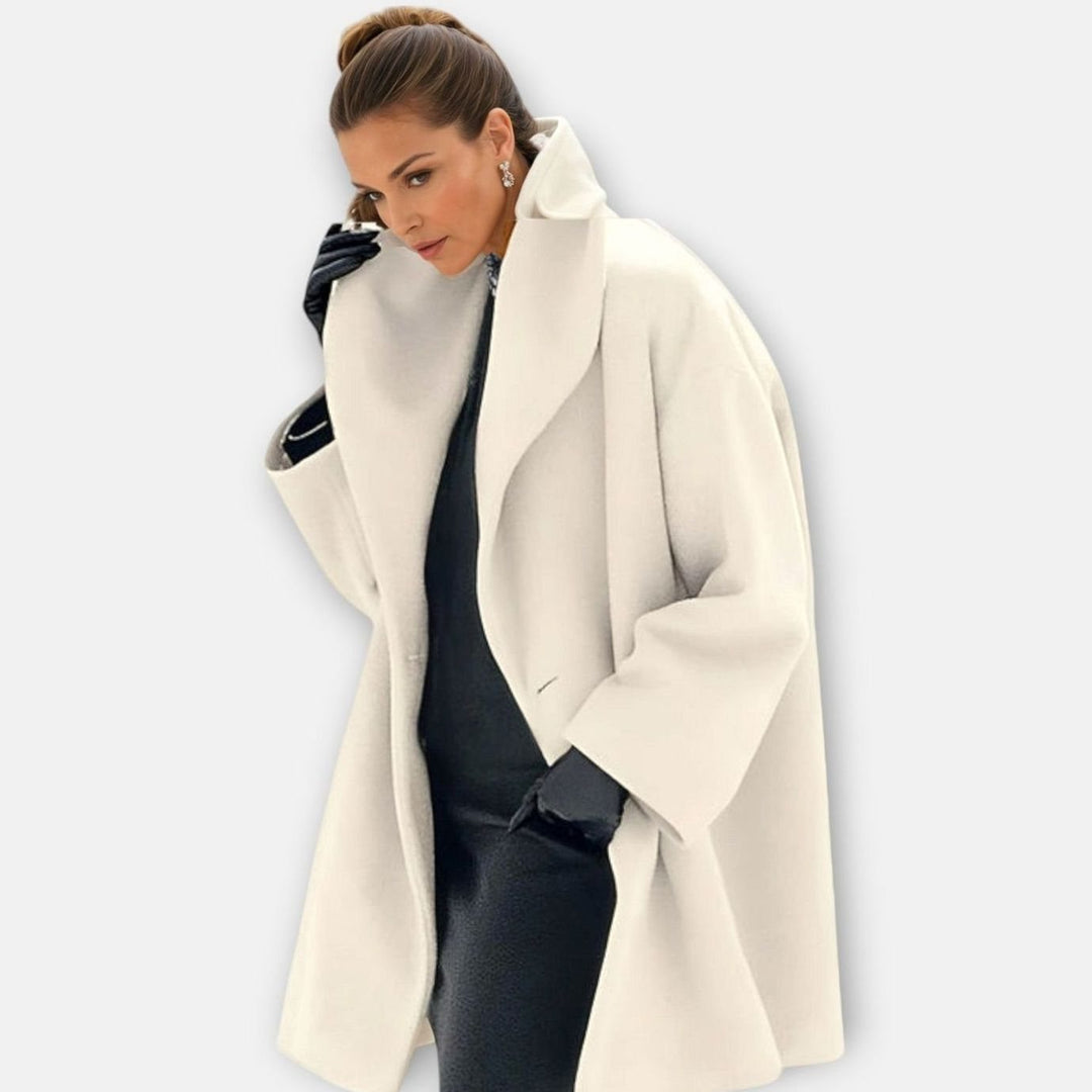 Women's Oversized Winter Coat Wide-Collar Longline Relaxed-Fit Coat - White