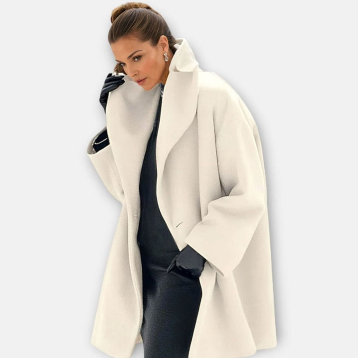 Women's Oversized Winter Coat Wide-Collar Longline Relaxed-Fit Coat - White