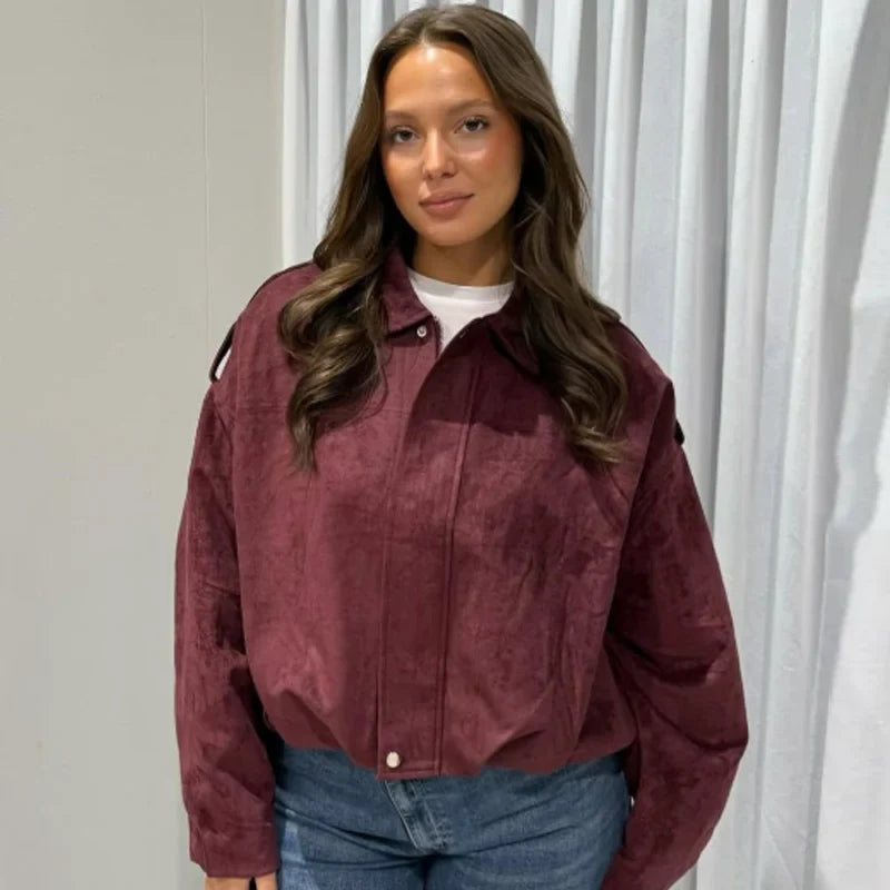Madison | Women's Cropped Zip Up Bomber Jacket Luvy Boutique