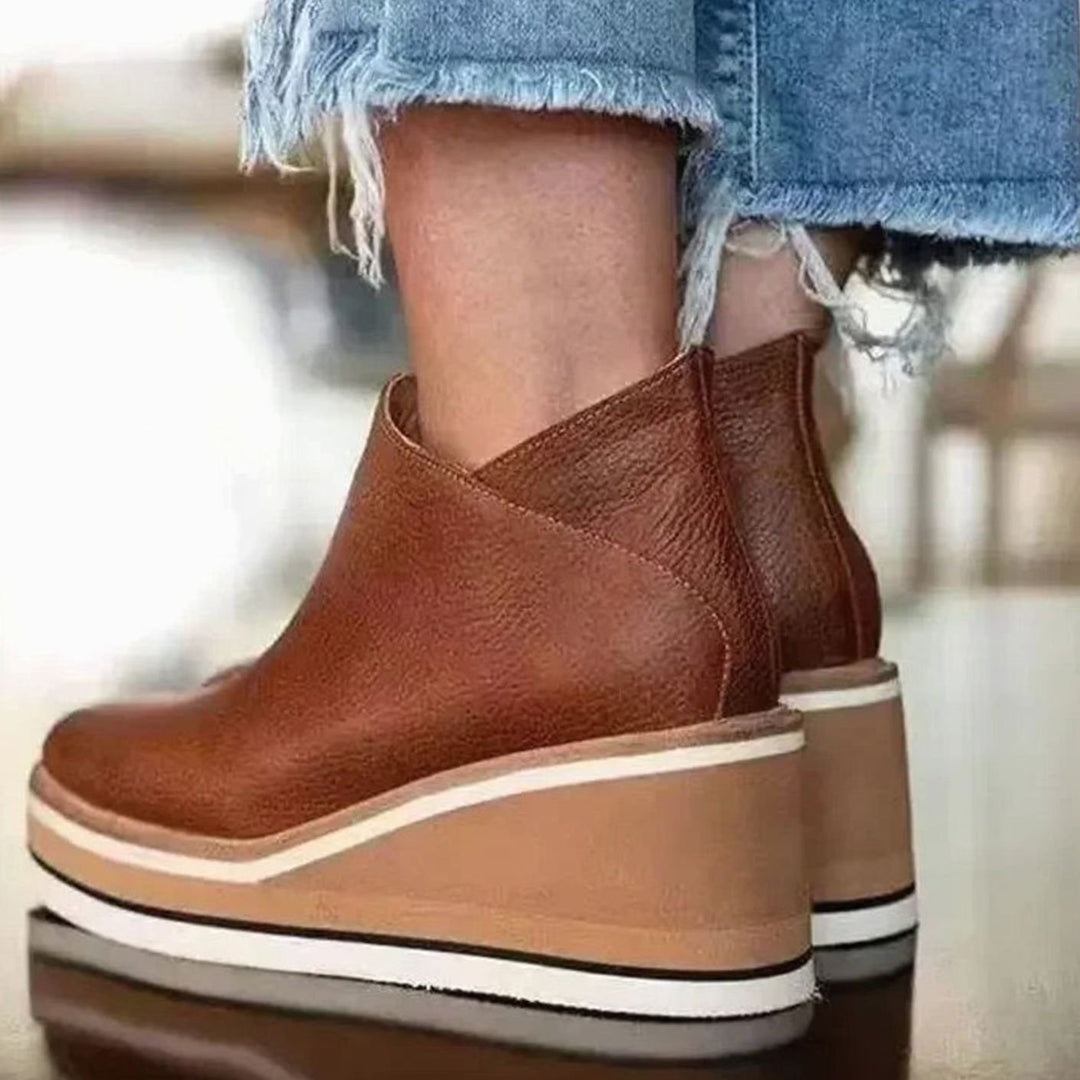 Women's Platform Wedge Chelsea Boots Slip-On Ankle Booties