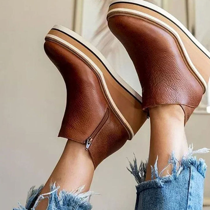 Women's Platform Wedge Chelsea Boots Slip-On Ankle Booties