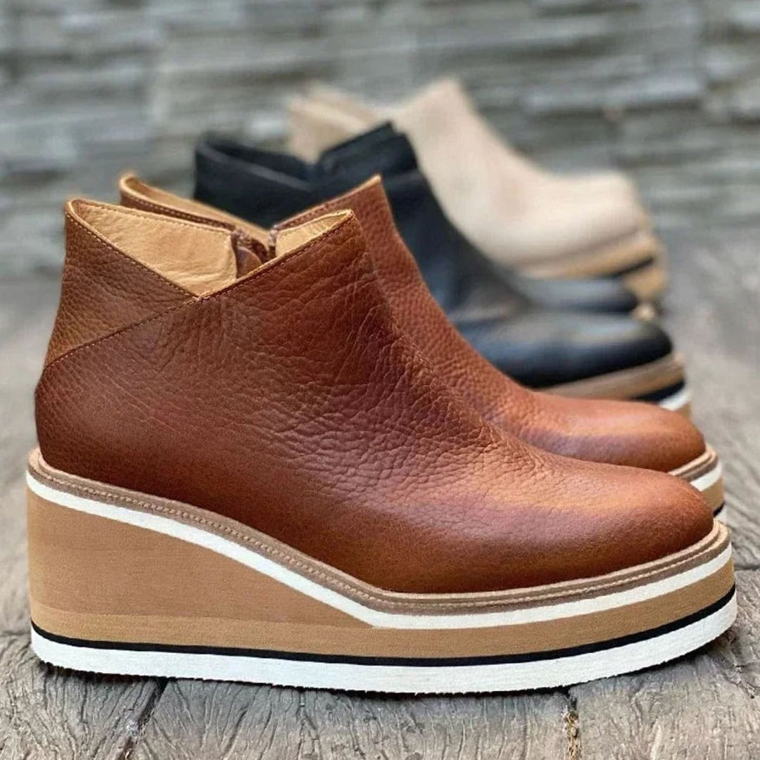 Women's Platform Wedge Chelsea Boots Slip-On Ankle Booties