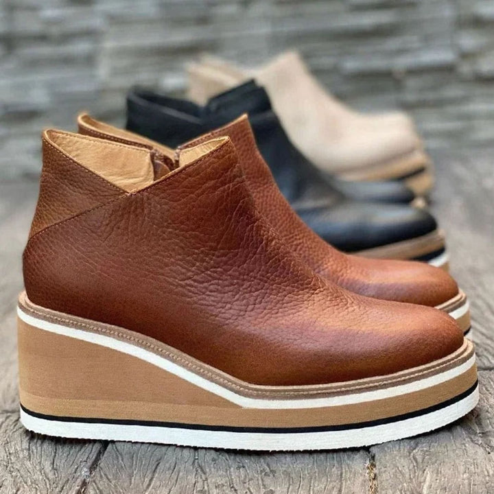 Women's Platform Wedge Chelsea Boots Slip-On Ankle Booties
