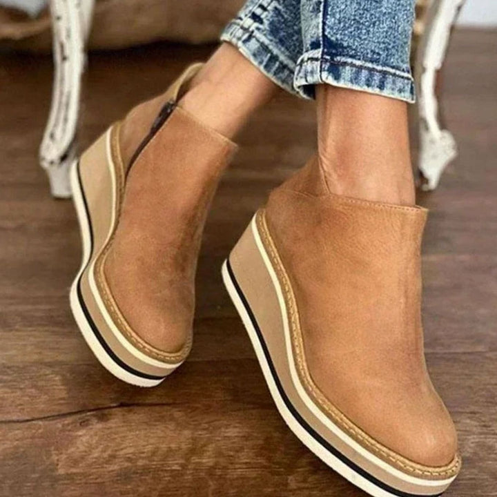 Women's Platform Wedge Chelsea Boots Slip-On Ankle Booties