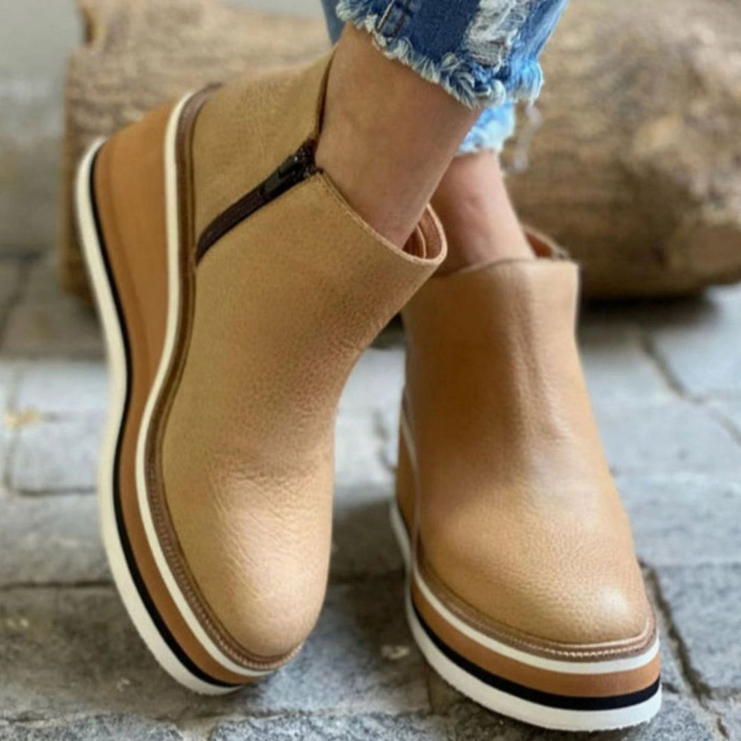 Women's Platform Wedge Chelsea Boots Slip-On Ankle Booties