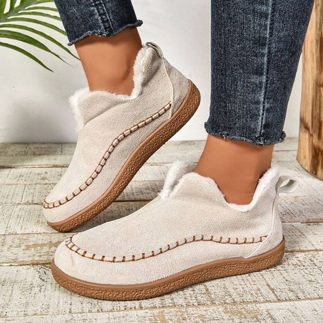 Women's Plush-Lined Slip-On Moccasin Loafers - White