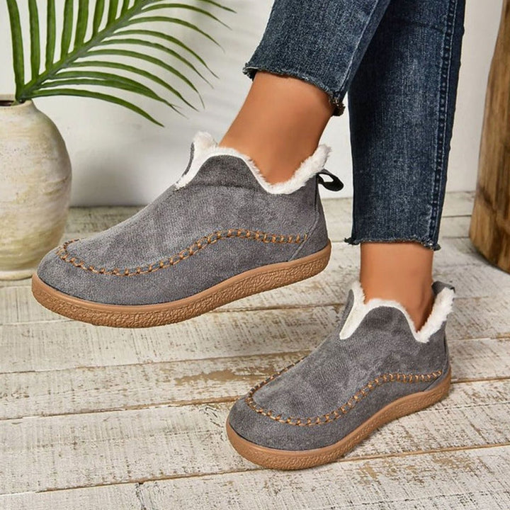 Women's Plush-Lined Slip-On Moccasin Loafers - Gray