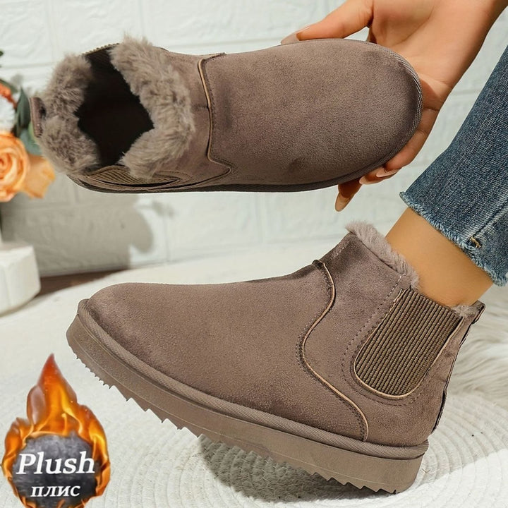 Women's Plush-Lined Slip-On Platform Winter Boots