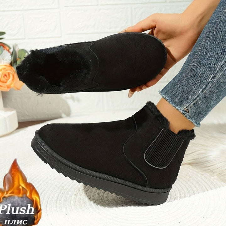 Women's Plush-Lined Slip-On Platform Winter Boots