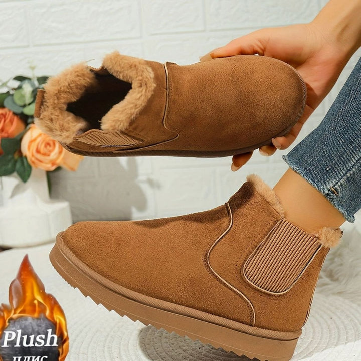 Women's Plush-Lined Slip-On Platform Winter Boots