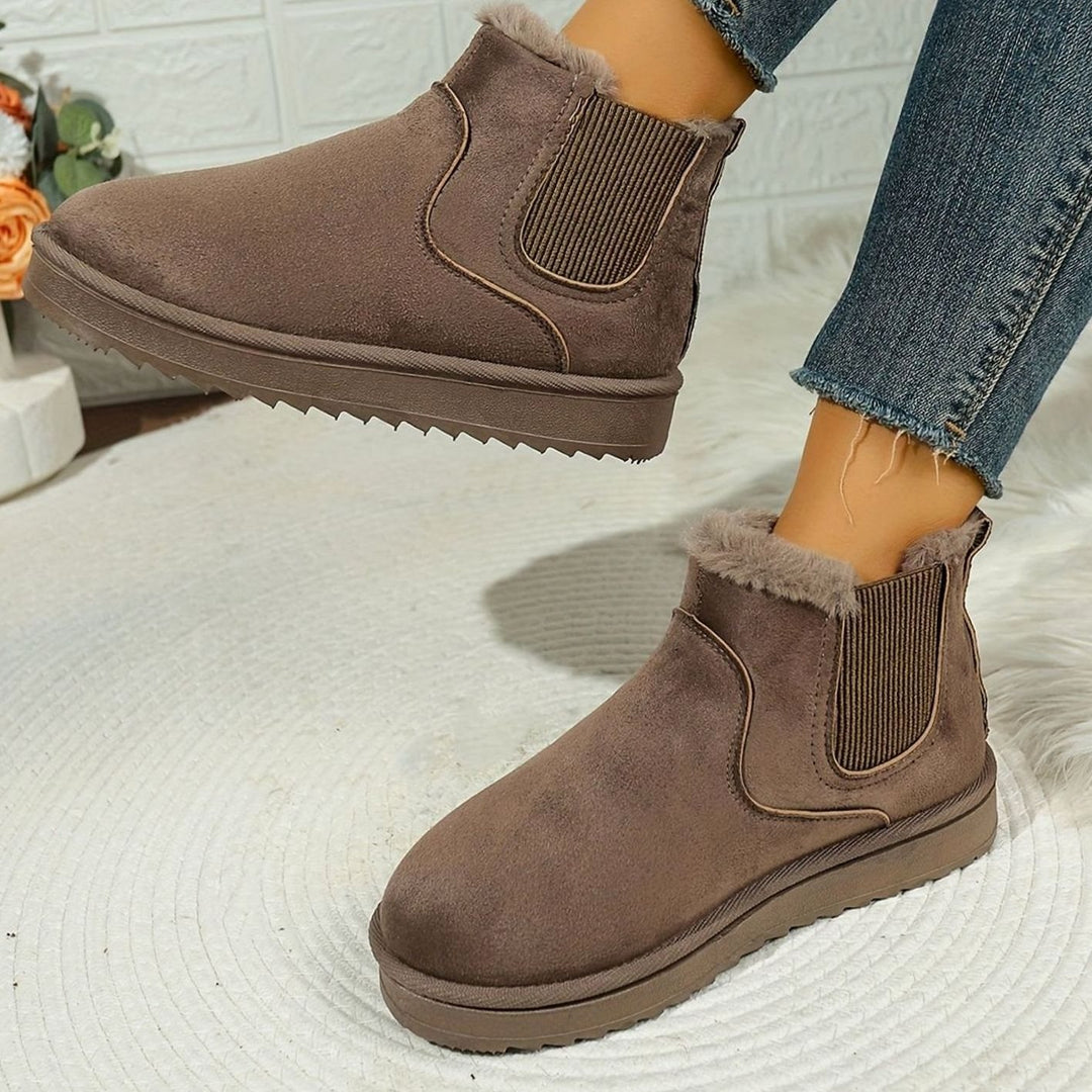 Women's Plush-Lined Slip-On Platform Winter Boots