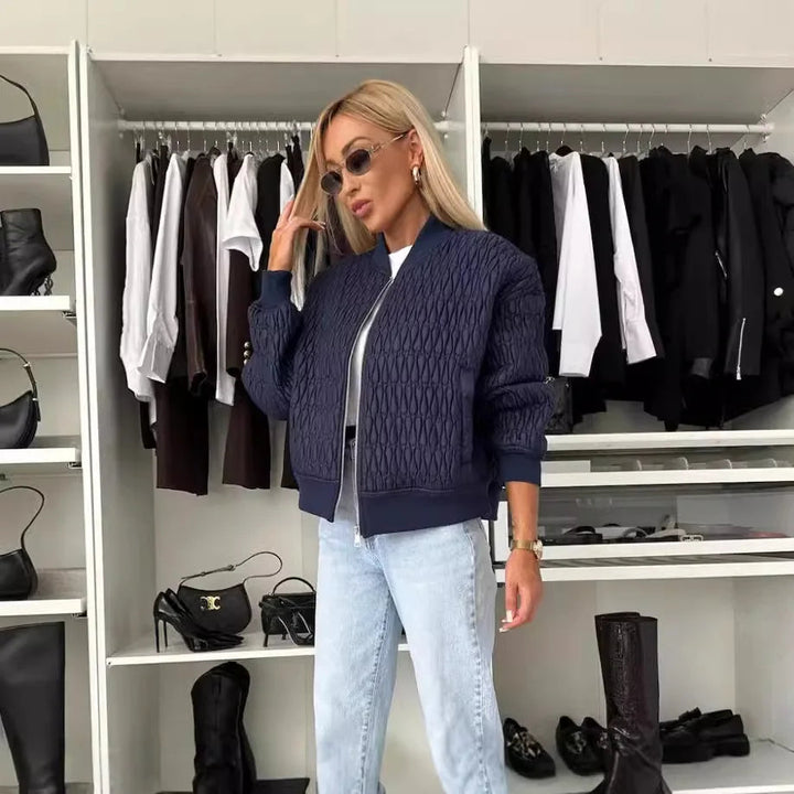 Alice | Women's Quilted Zip Up Bomber Jacket Luvy Boutique
