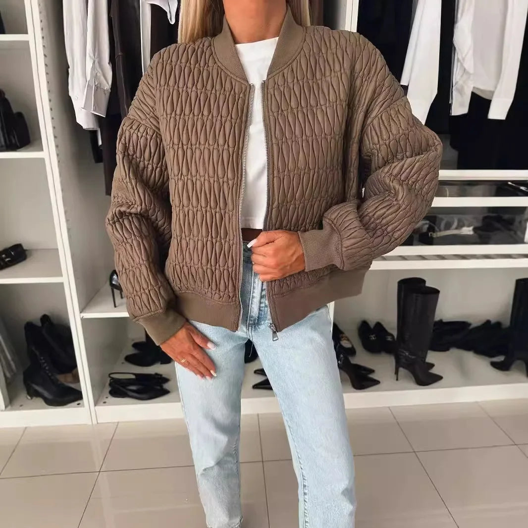 Alice | Women's Quilted Zip Up Bomber Jacket Luvy Boutique